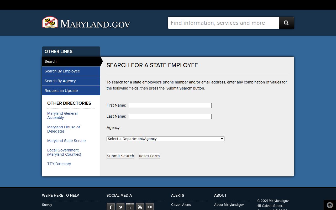 Essex people directories search in the Maryland state employee phone book